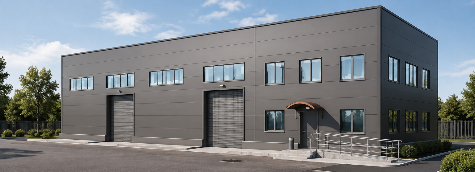 Visualisation   car park elevation with both sectional doors